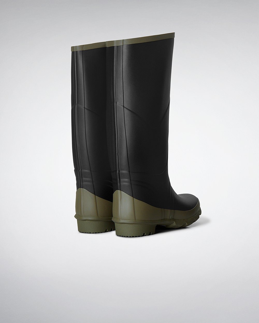Womens Tall Rain Boots - Hunter Argyll Bullseye Full Knee (63TIKDSMV) - Black